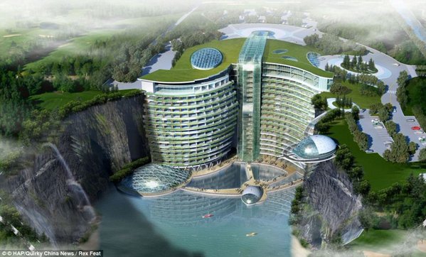 В заброшенном карьере под Шанхаем строят футуристический отель высотой… минус 80 метров! 
