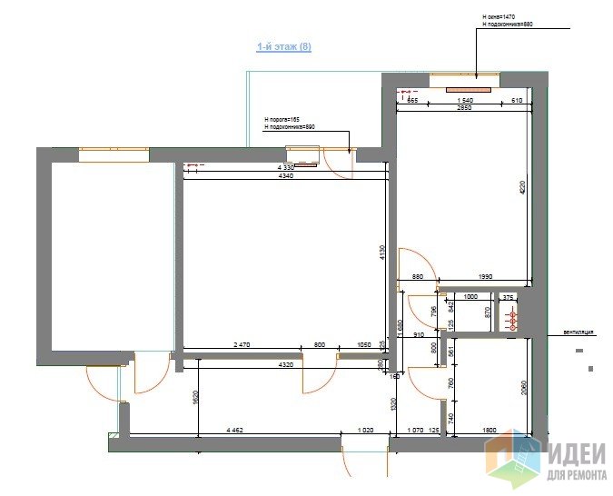 Дизайн и перепланировка 2-х комнатной квартиры
