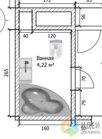 Планировка ванной 4,5 кв.м.