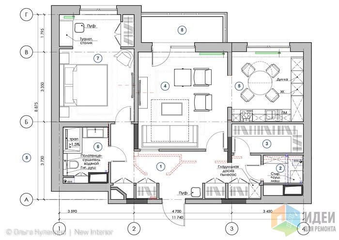 Двухкомнатная квартира в ЖК Московский квартал - 85,7 м²