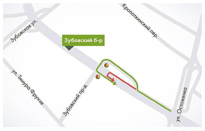 Где на Зубовском бульваре Москвы появился новый  разворот