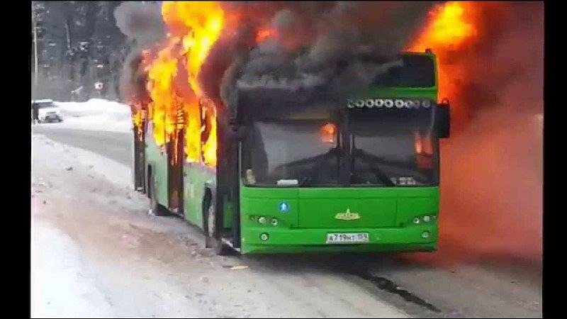 Под Петербургом горит автобус